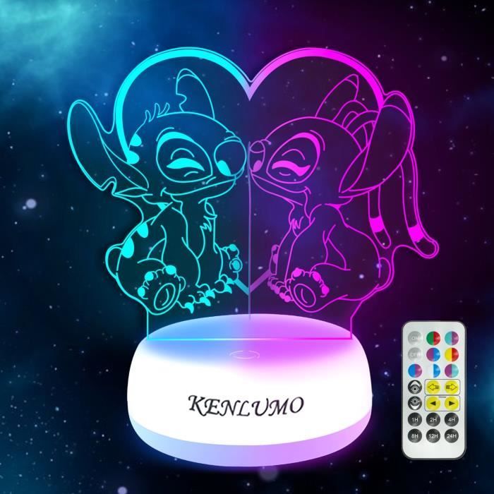 Lámpara KENLUMO Stitch, regalo de Navidad para niños, lámpara de mesita de noche LED con control remoto, cambio de color táctil, luz nocturna decorativa para niñas.