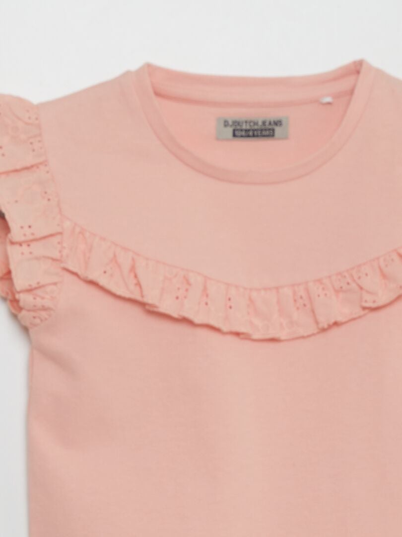 T-shirt met borduurwerk - ROZE