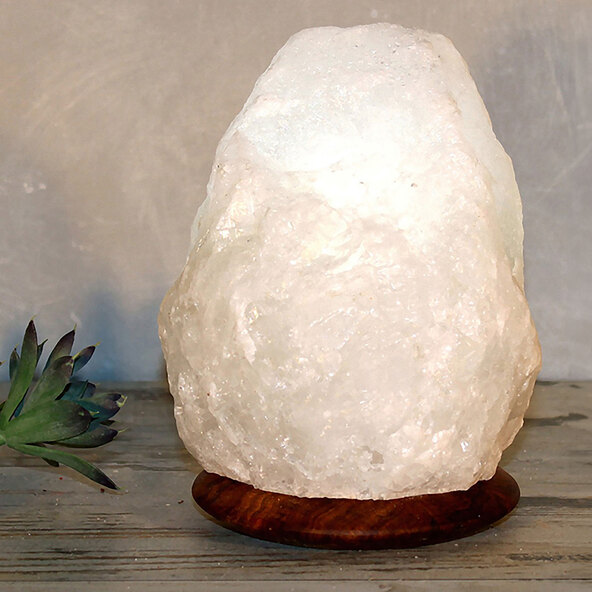 Opplyst saltkrystall, Rock White Line med trebase