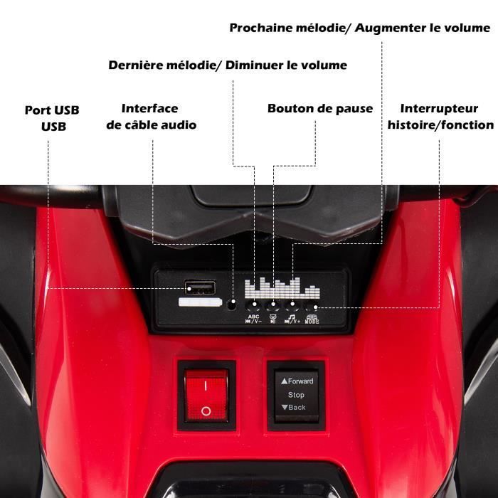Quad eléctrico COSTWAY de 12 V para niños, con 6 ruedas, 4 motores, caja de almacenamiento trasera, luces LED, música, función de cuentos, puerto USB, para mayores de 3 años, color rojo.