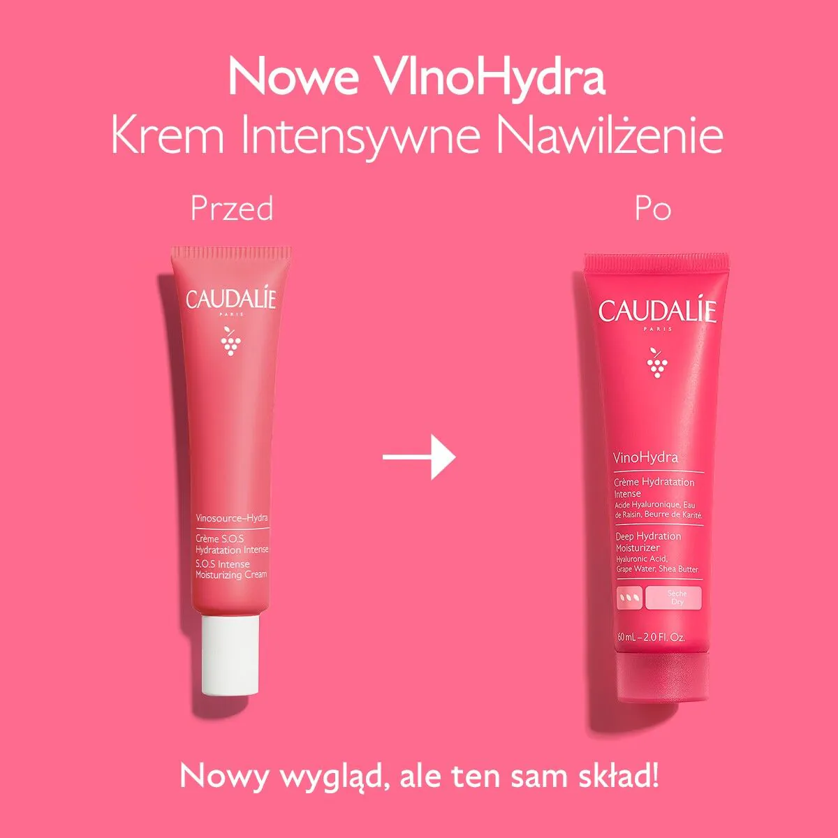 Caudalie VinoHydra Krem intensywne nawilżenie, 60 ml