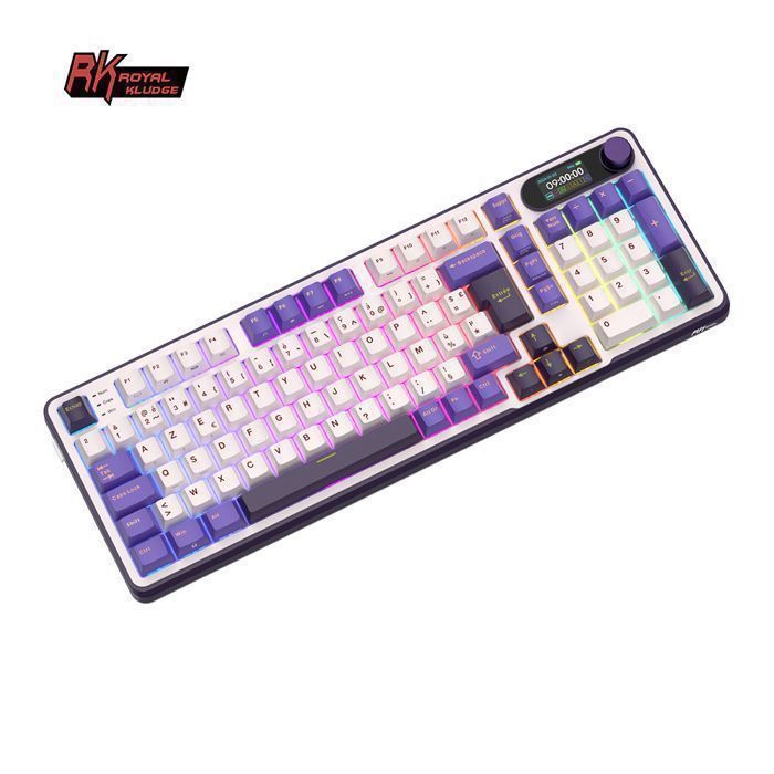 Mechanische Tastatur RK ROYAL KLUDGE S98 mit Smart-Display und Tasten, 96 % kabellos, Bluetooth/2,4 GHz/USB-C, französisches AZERTY-Layout
