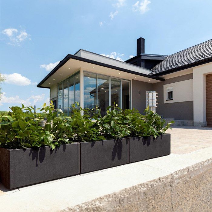 CASARIA 2x Maceta Ethica Antracita 80x36x36cm 80L Resistente Base con Drenaje Maceta Jardín Balcón