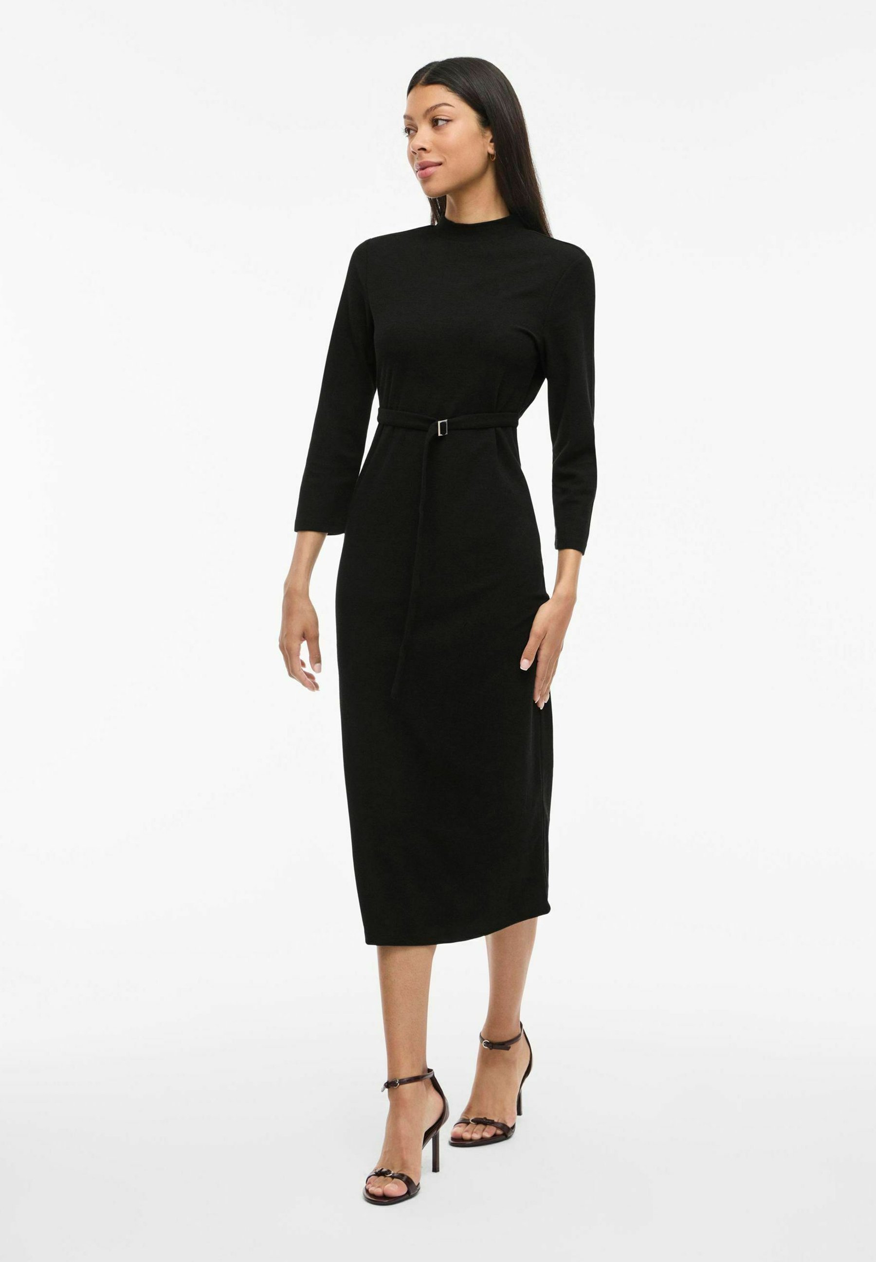 VILA VIBIRTHE STAND-UP COLLAR - Žerzejové šaty - black