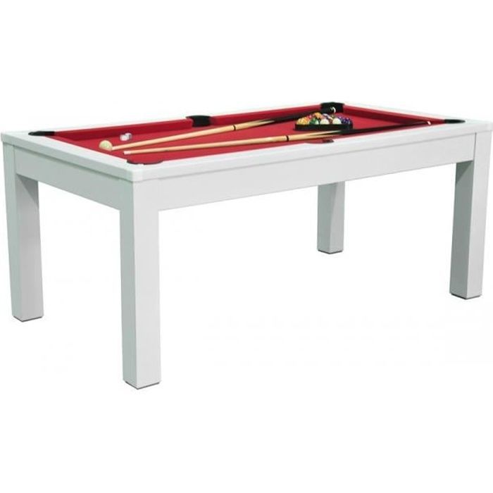 6FT Convertible Dining Table/Billiard Table - Meyer - White - Red Carpet