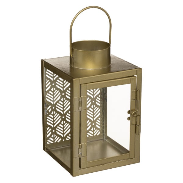 Metalowy lampion GOLD z ażurową ścianką