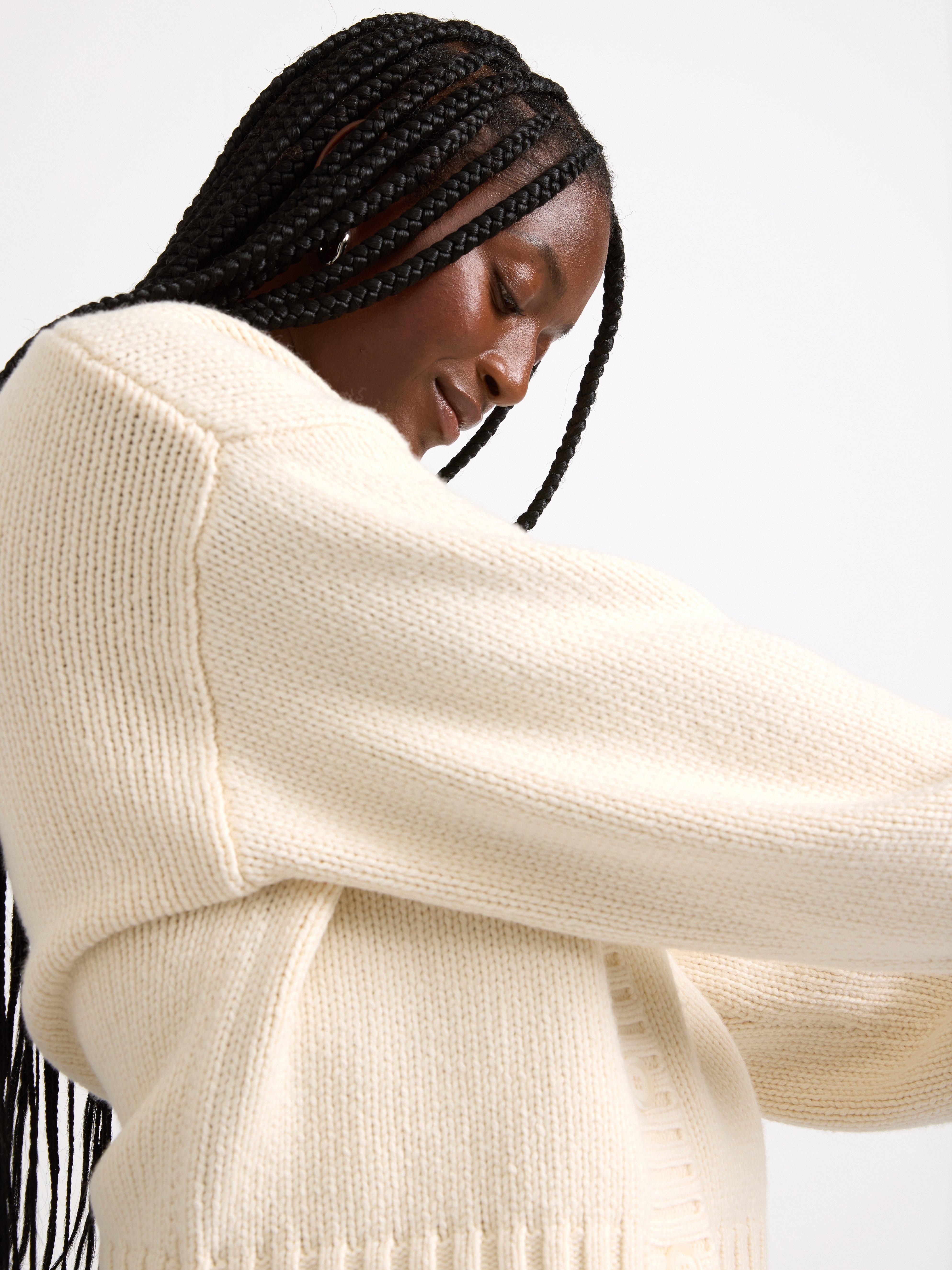 Cardigan i ullblanding i off-white