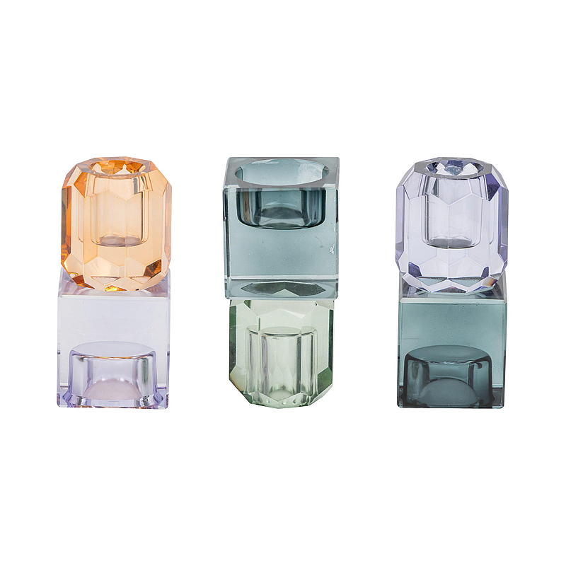 Bougeoir décoratif Pop 5,5 x 11 cm, duo de cristaux