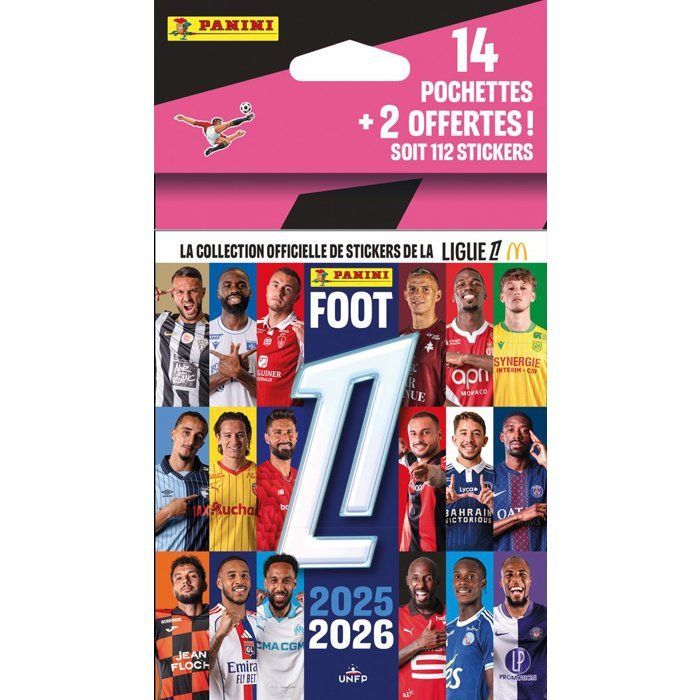 Blister - PANINI - Foot FR 2025/26 Ligue 1 McDonald's - 14 pochettes + 2 offertes - 112 stickers