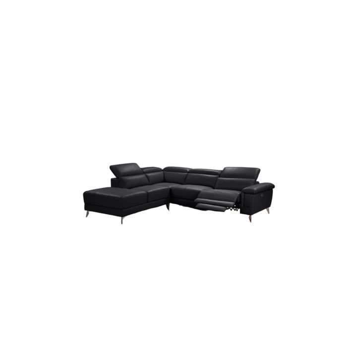 Canapé d'angle relax en cuir de Buffle Alessandro - Noir Angle droit