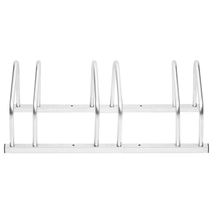 vidaXL Soporte para 3 bicicletas, soporte para bicicletas con almacenamiento, soporte para bicicletas de suelo para garaje, jardín, patio, 154418