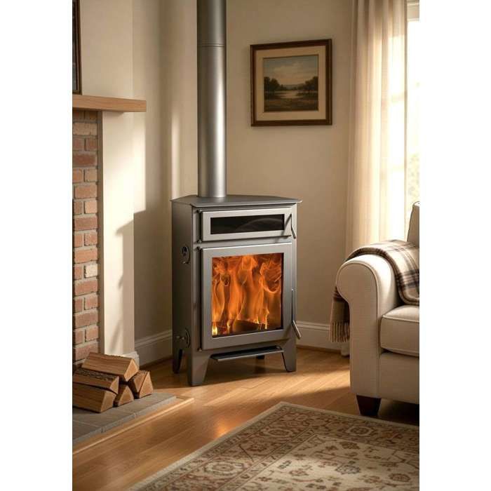 Estufa de leña - PANADERO - R5 Oven Max - 11 kW - Acero gris antracita - Diseño triangular