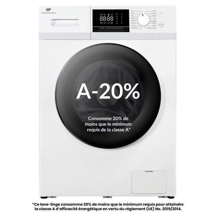 Voorlader wasmachine - CONTINENTAL EDISON - CELL12140IWP - 12 kg - Inductie - 60 cm - 1400 tpm - Wit