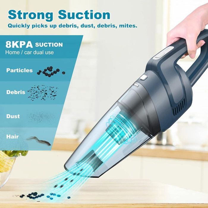 Aspirateur à Main sans Fil,Aspirateur à Main 8000pa,Puissant Aspirateur de Table 120W avec Sèche Filtre HEPA, Aspirateur Voiture