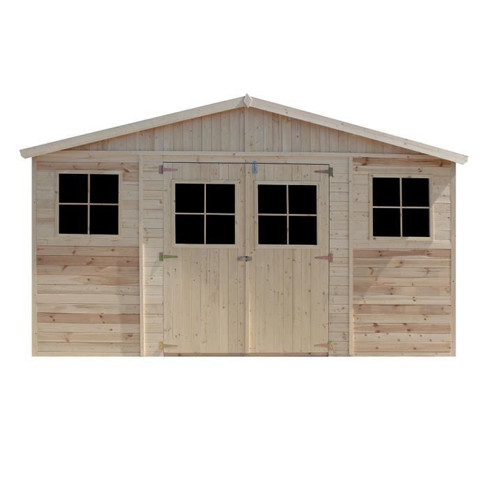 Abri de jardin en bois - TIMBELA - 418x220 cm - Plancher inclus - Ep.19mm - Construction de Panneaux