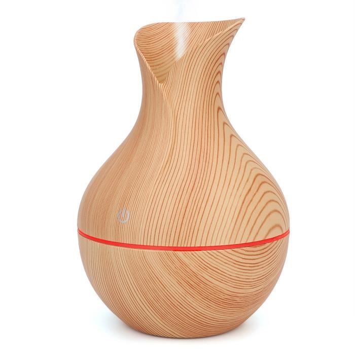 Difusor de aroma ultrasónico USB LED VINGVO para aceites esenciales y humidificador (acabado en madera clara)