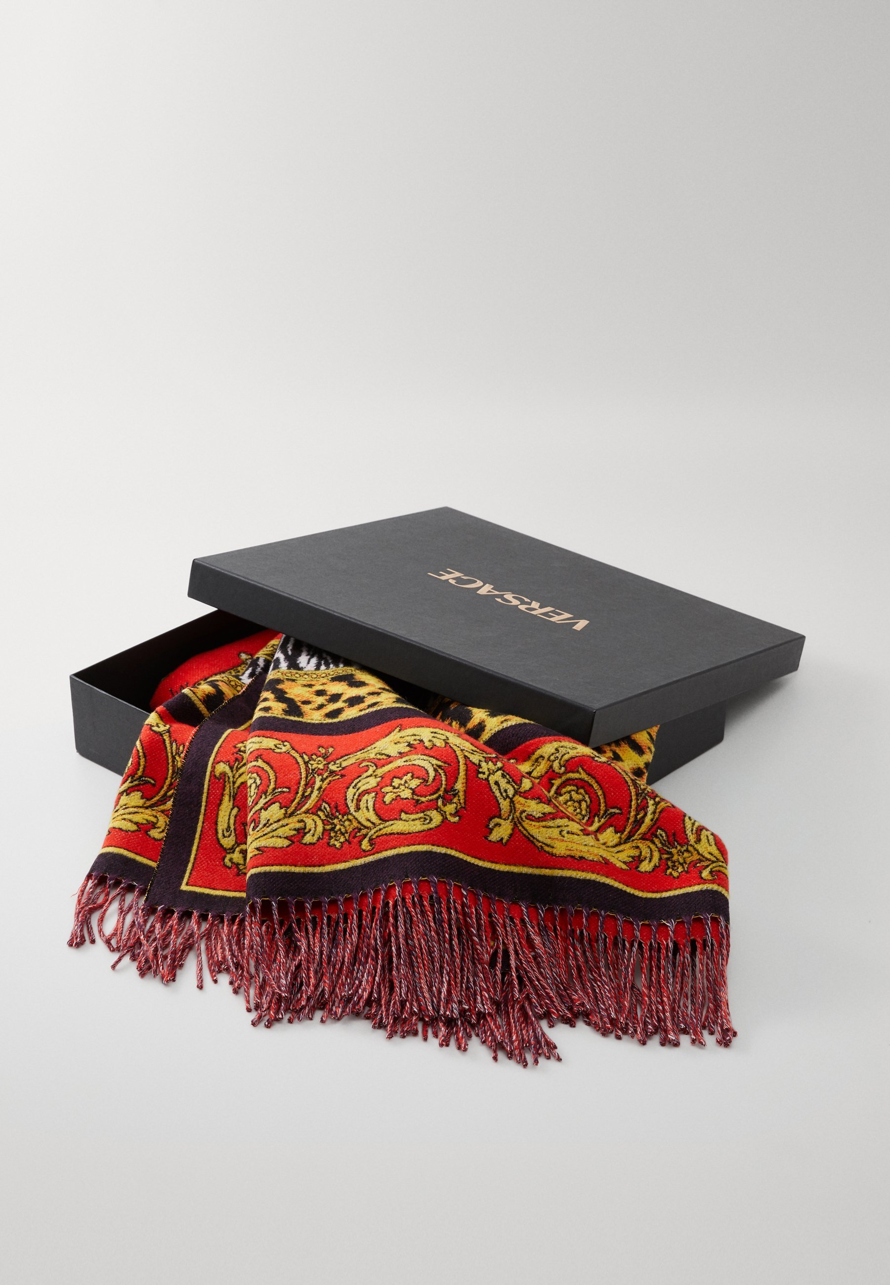 Coperte a quadri Versace con gatti selvatici - Plaid - rosso rossetto/mora