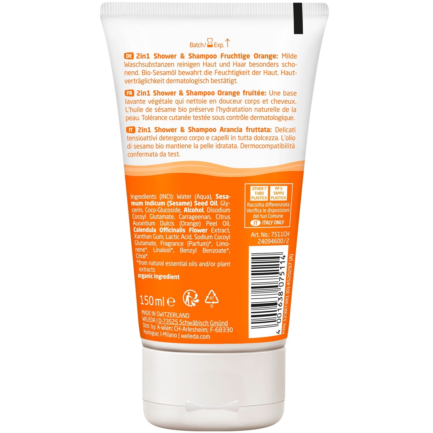 Weleda Baby Duschgel Kinder 2-in-1 Shampoo & Duschgel Happy Orange - 150 ml