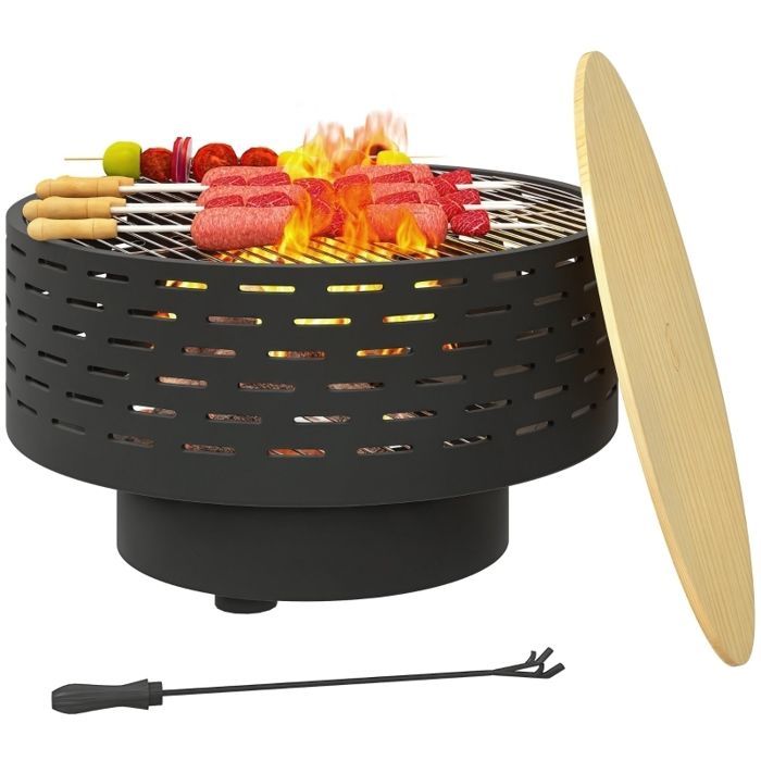CDISPLAY Outdoor Fire Pit for Garden, Patio, Barbecue - 60x60x39cm