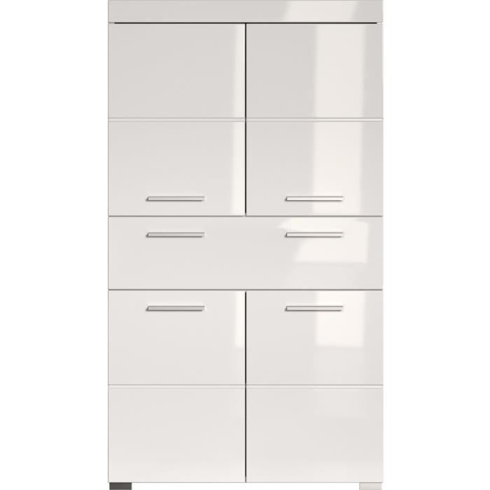 Mobile da bagno a doppia colonna - 4 ante + 1 cassetto - L73 x P31 x H130 cm - Bianco - AMANDA