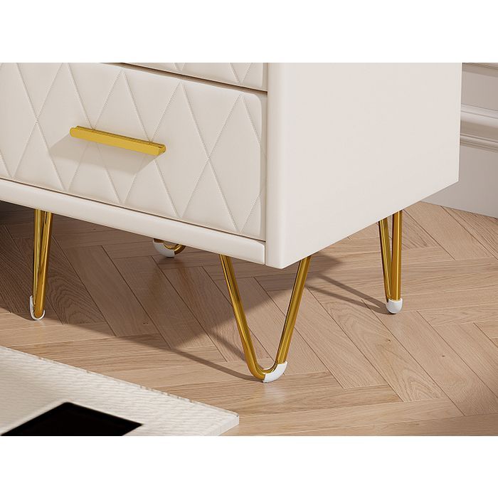 Lot de 2 Tables de Chevet,Table de Chevet avec 2 Tiroirs,Meuble de Chevet,Chevet de Lit avec Pieds en MéTal,35.5x41x51cm,PU,Blanc