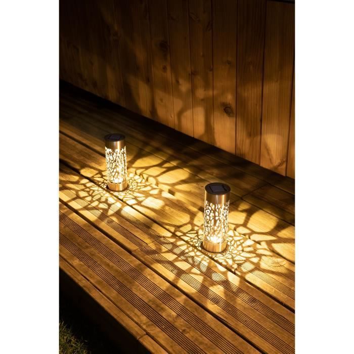 GALIX G4445 RVS Solar Bollard - Kan op een oppervlak worden geplaatst of in de grond worden geplant - H28cm - Warm wit