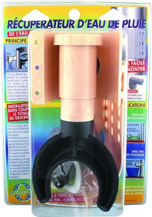Sandfarget PVC-regnvannsoppsamler/avløp for 75–100 mm nedløpsrør + hullsag og kran