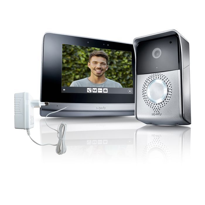 SOMFY 2401446 - Visiophone V500 - Écran tactile 7 pouces - Vision nocturne - Pilote jusqu'à 5 automatismes RTS - Mémoire d'images