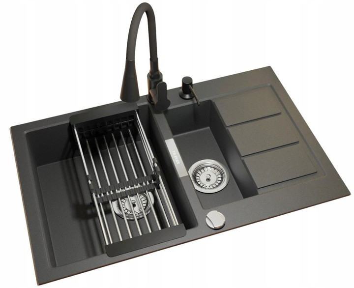 Zlew Franke Sirius S2D 2.0 651-78 czarny onyx kwarc bateria