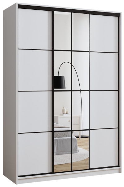 Biała szafa przesuwna z lustrem 150 cm EDGE