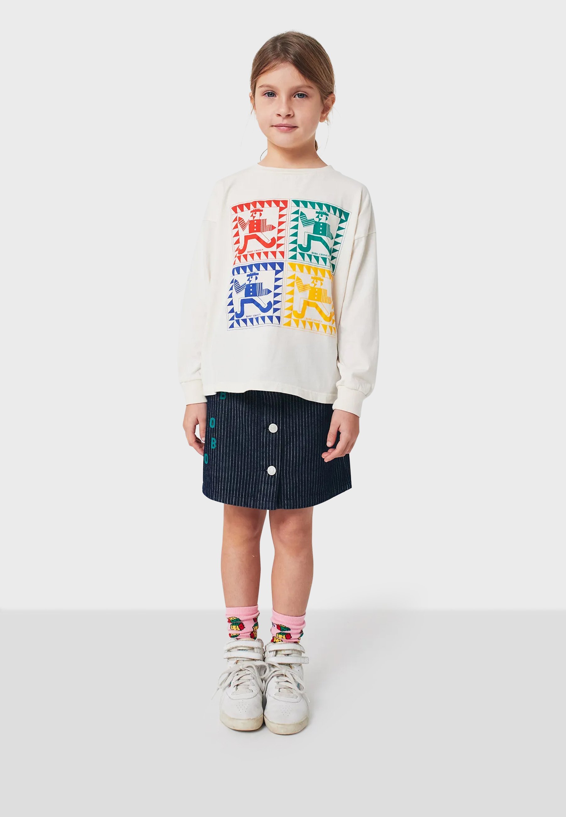 Bobo Choses LONG SLEEVE LENGHT RAINBOW MR PENCIL UNISEX - Top met lange mouwen - gebroken wit
