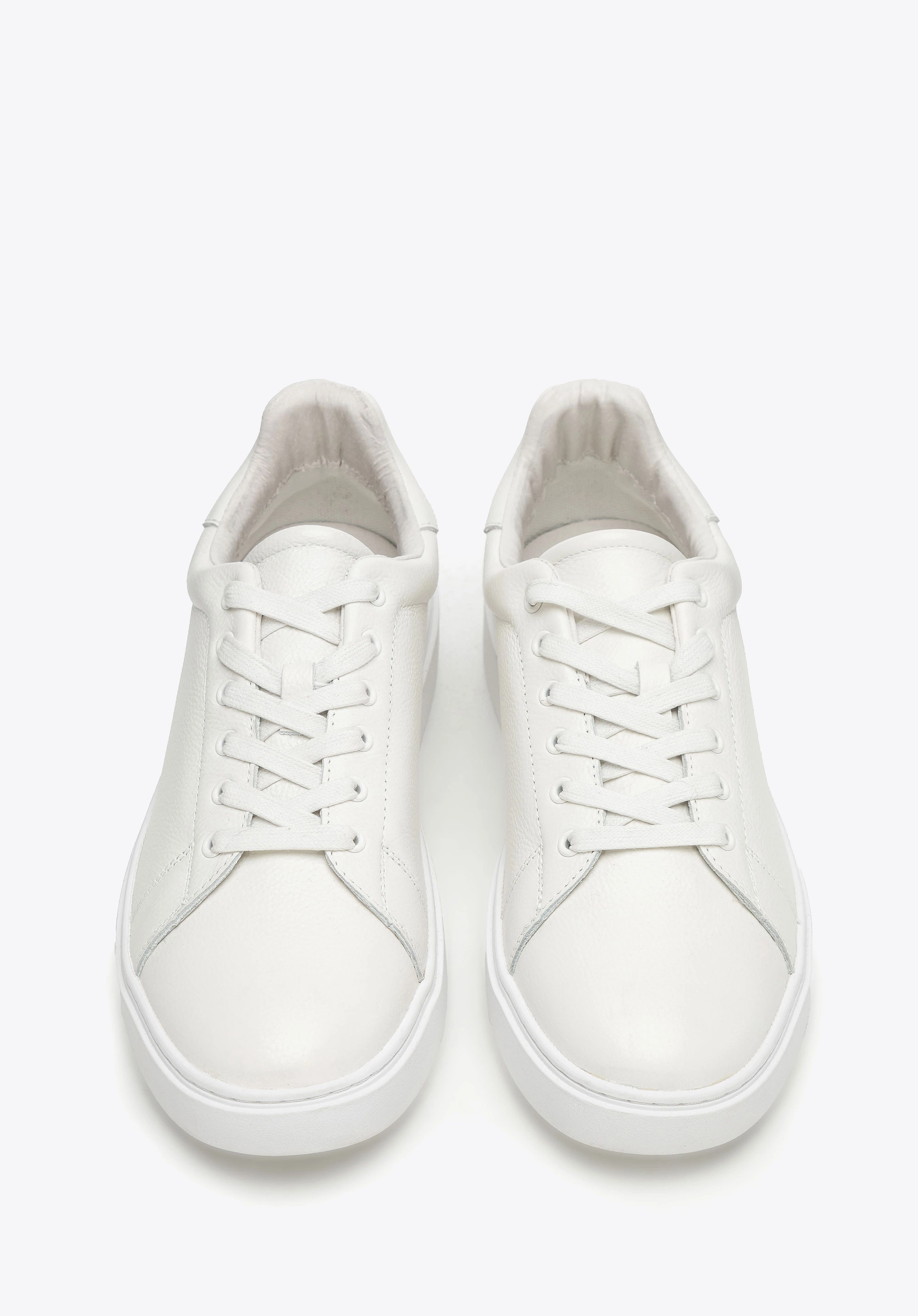 Męskie sneakersy ze skóry naturalnej licowej kremowe