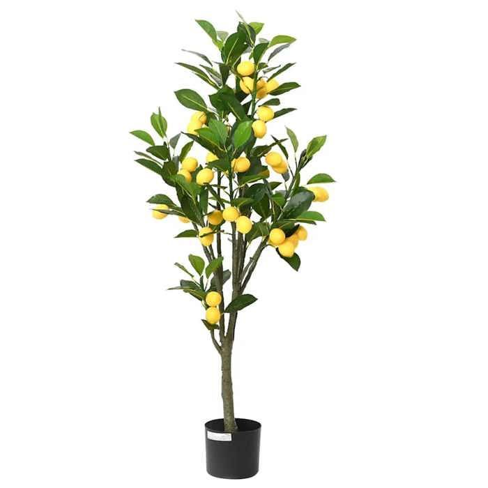 vidaXL Citronnier artificiel 136 feuilles 120 cm vert, plante artificielle, fausse plante de citronnier, fausse plante, faux