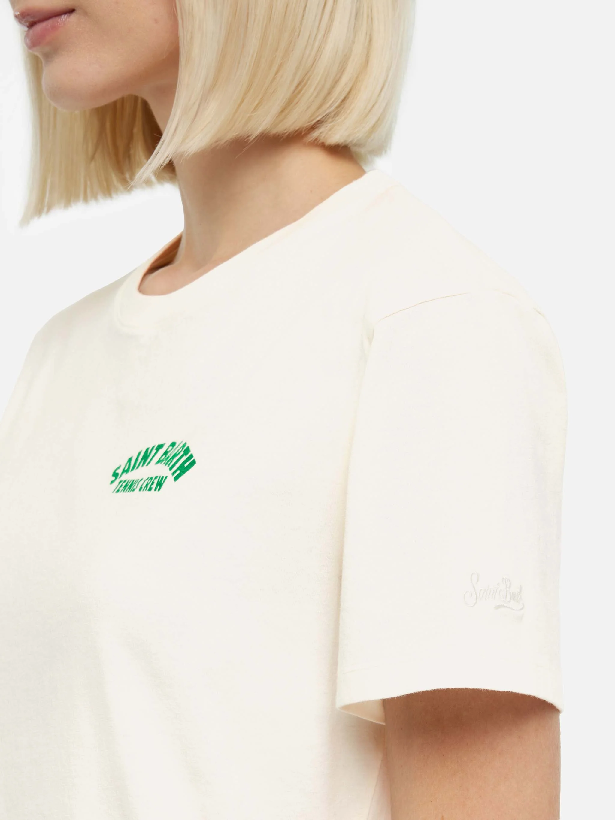 Emilie katoenen T-shirt met print van het Saint Barth tennisteam.