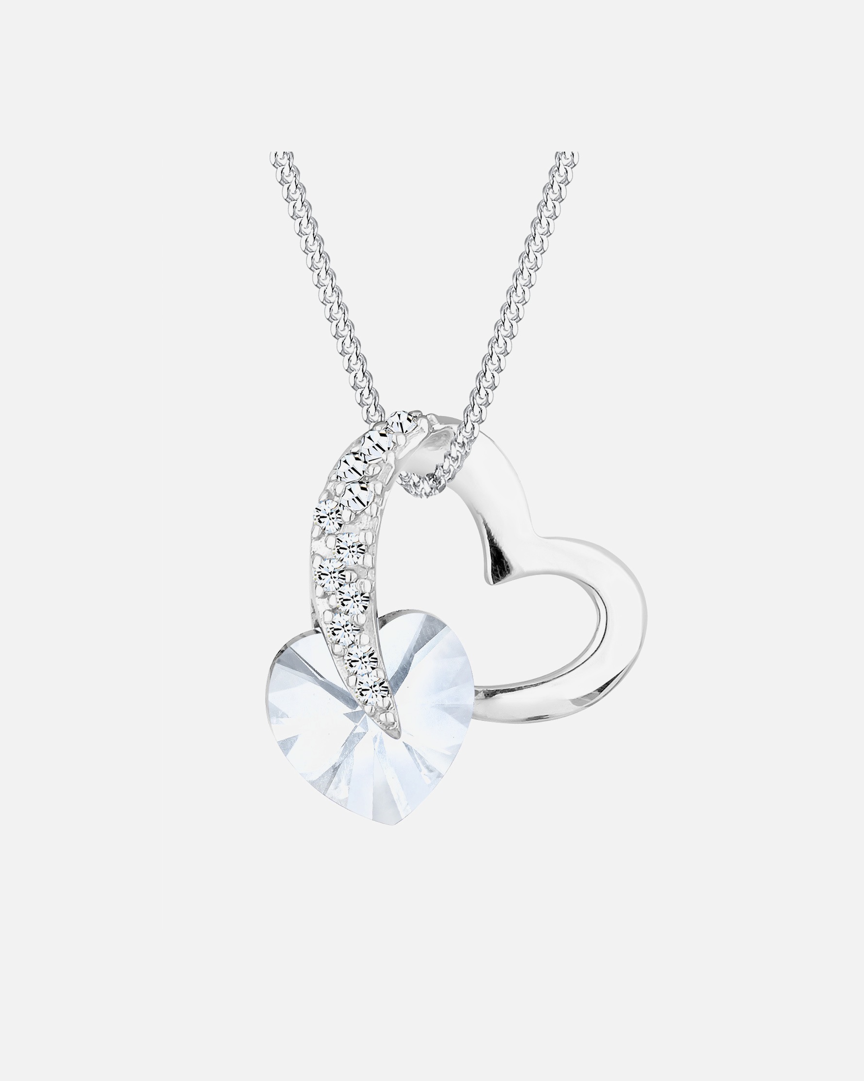 Elli Femme Coeur Glamoureux avec Cristal en Argent Sterling 925