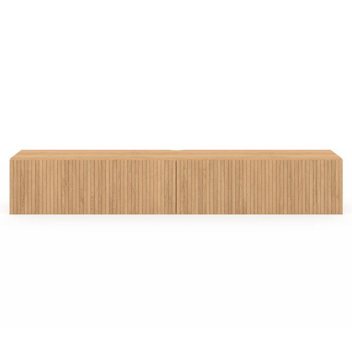 IDMARKET JULIETTE 180 cm wandmeubel voor tv met houten latten en profielen, eikenhouten afwerking