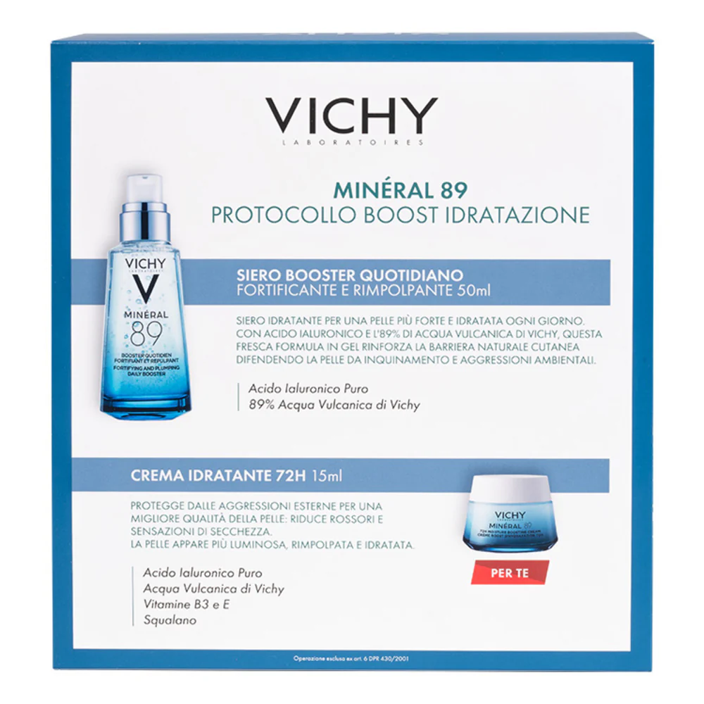 Mineral 89 Cofanetto Regalo Boost Idratazione con Minéral 89 Booster Siero + Minéral 89 Crema - Cofanetto Idratante, Siero viso idratante