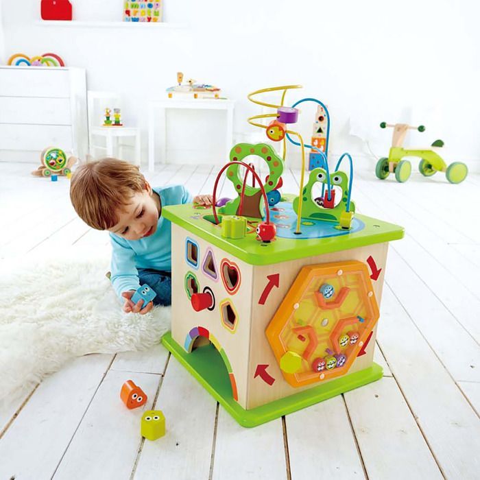Hape Country Critters Activity Cube - Wooden developmental toy for babies 12 months and older