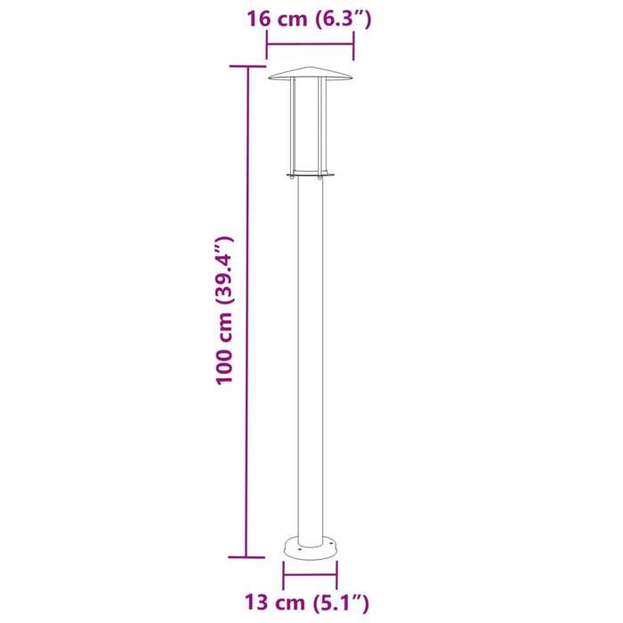 Vloerlamp voor buiten - HELLOSHOP26 - 3 stuks - Roestvrij staal - IP44 - 100 cm