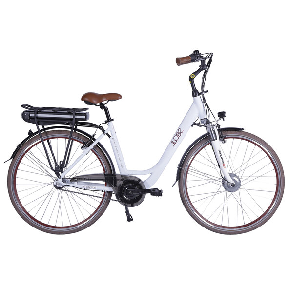 Bicicletă electrică de oraș Metropolitan Joy, alb modern, 28 de colțuri