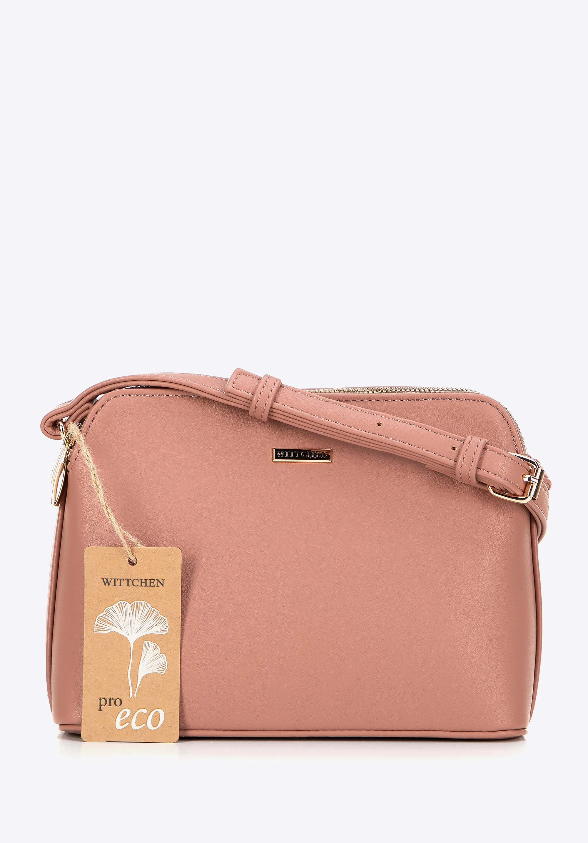 Damska crossbody z ekoskóry dwukomorowa różowa