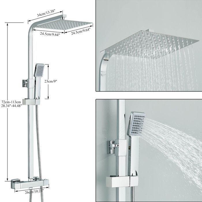 Columna de ducha termostática regulable en altura, kit de columna de ducha mecánica, sistema de ducha cromado