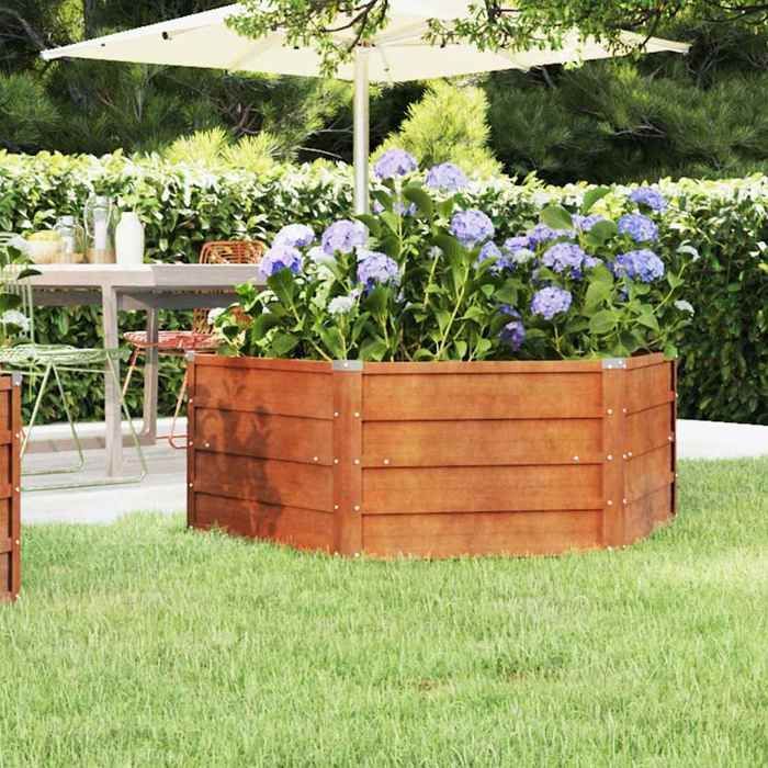 vidaXL Macetero elevado para jardín, jardinera, balcón, patio, exterior, color óxido 151946