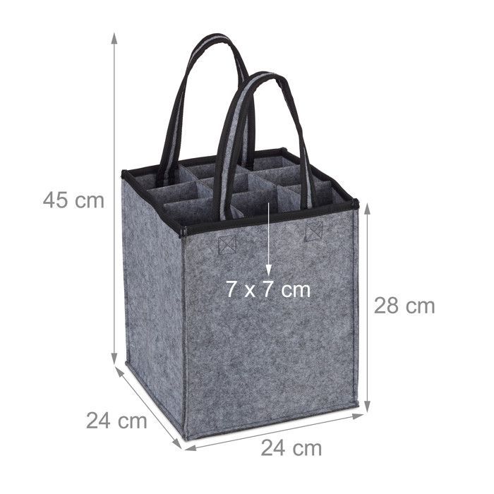 bolsas para botellas, 9 bebidas, soporte para bebidas, para vino, cerveza, depósito, coleccionista, 45x24x24 cm, antracita