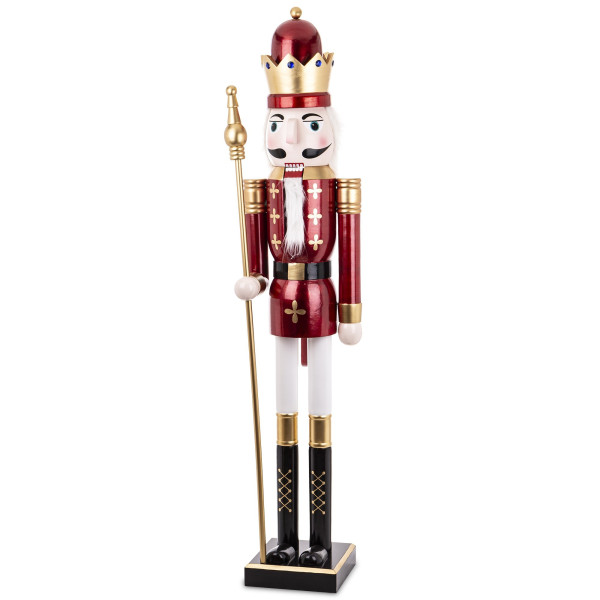 Duża figurka Dziadek do Orzechów czerwono-perłowy 181 cm