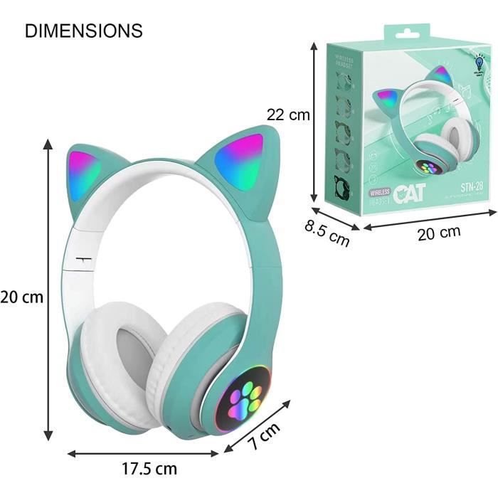 Kids Wireless Bluetooth Headphones, Cute Cat Ear Foldable Wireless Audio Headphones for Children Bluetooth 5.0 A230