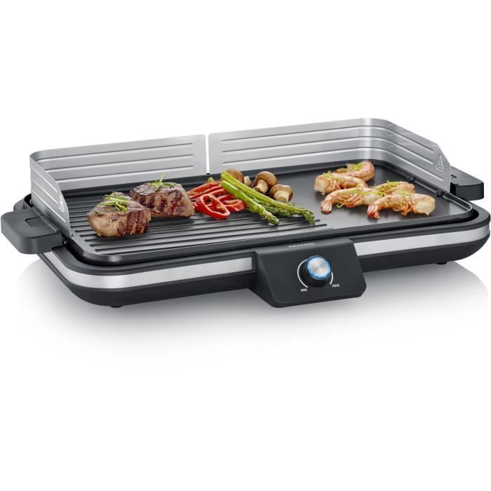 Piastra grill SEVERIN - PG8564 - Superficie di cottura 50x30 cm - Piastra in ghisa antiaderente - Fino a 230 °C - 2300 W