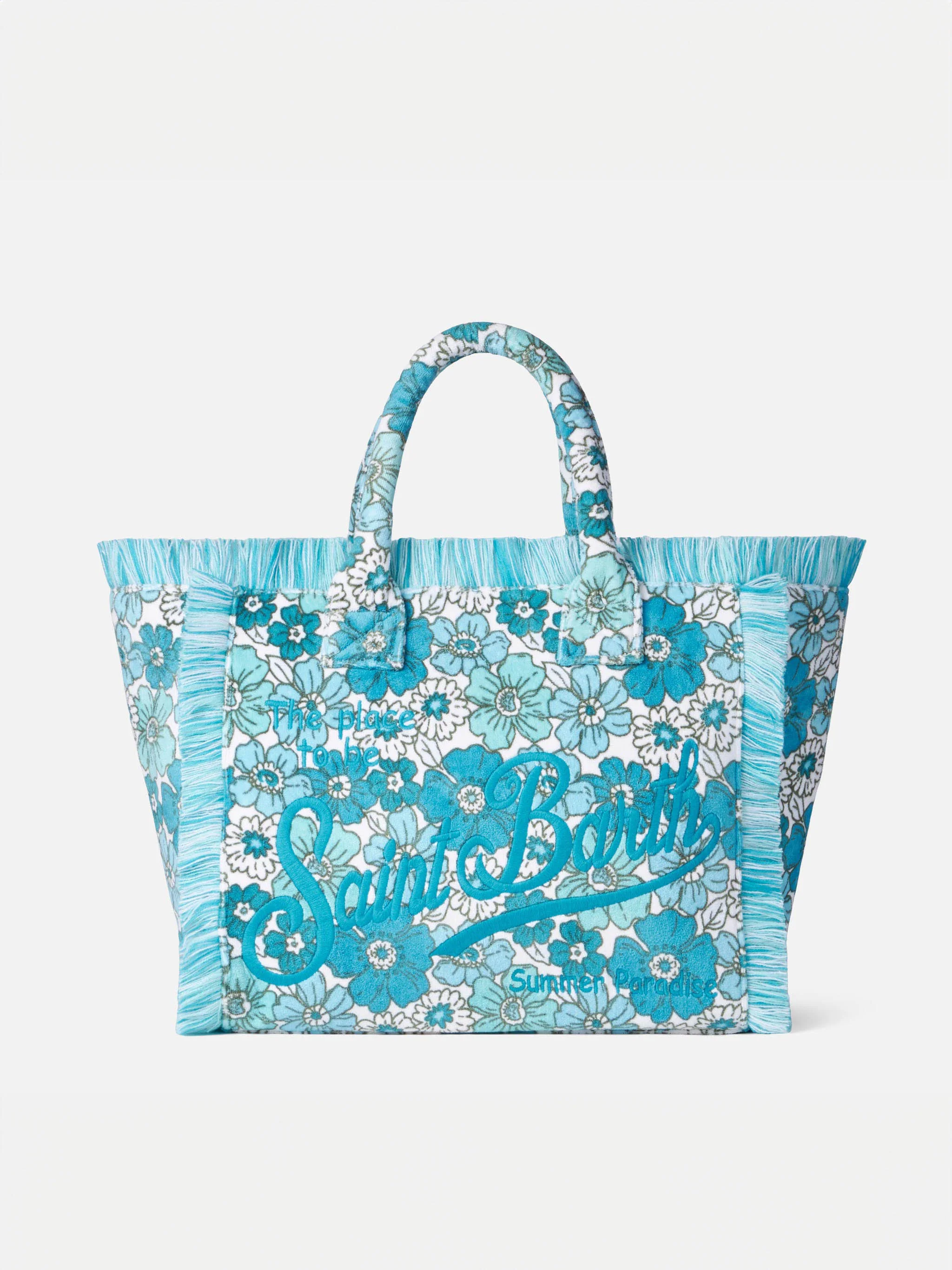 Vanity schoudertas van sponsstof met bloemenprint