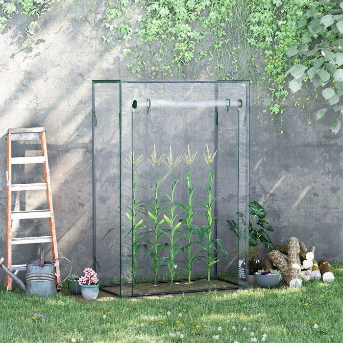Outsunny Balkongewächshaus – Verstärkte PVC-Plane, Stahlrahmen, Reißverschlusstür, für Gemüse und Blumen – 100 x 50 x 150 cm – Weiß