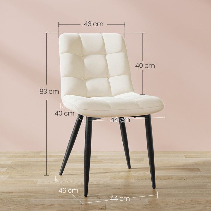Set van 6 HavenlyHome eetkamerstoelen, beige fluwelen bekleding, ergonomisch ontwerp, metalen poten.